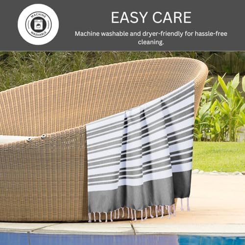 Set of 2 Turkish Peshtemal Towels - 40x70 Inch Grey