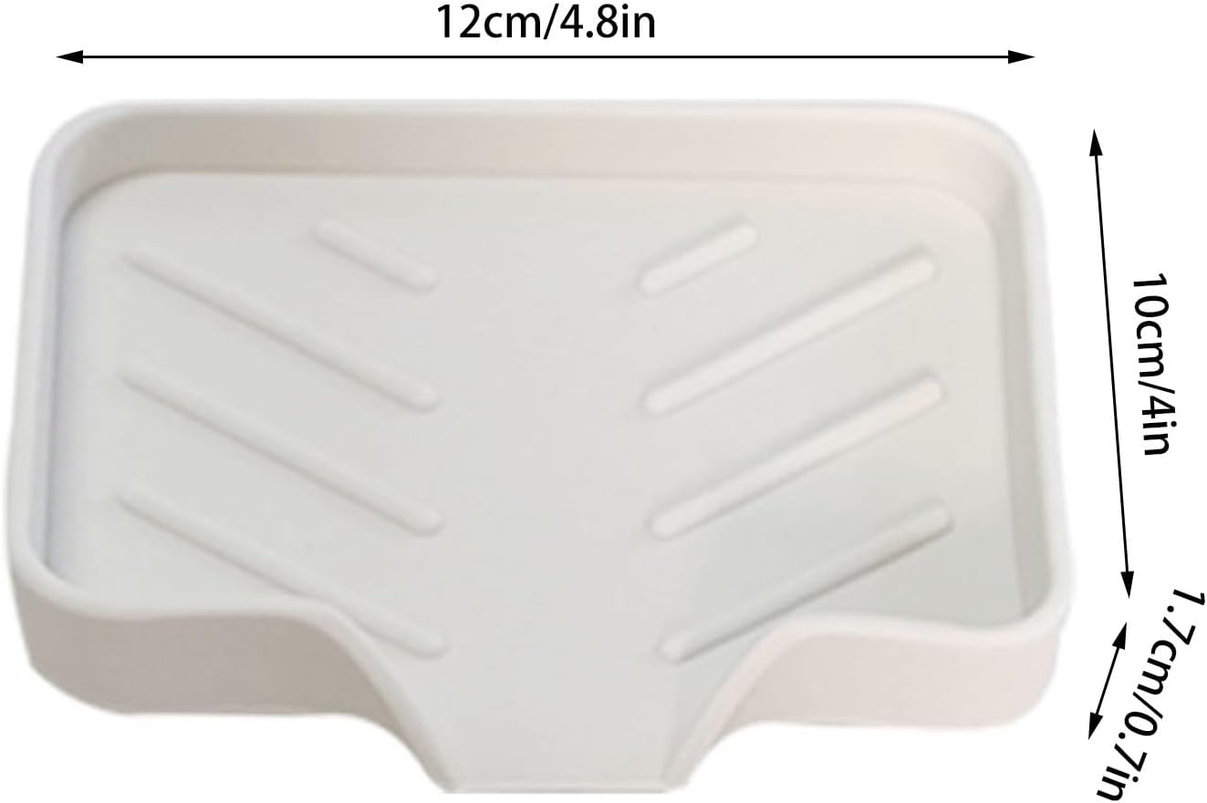 6 Pack Silicone Soap Dishes with Drain Spout - White