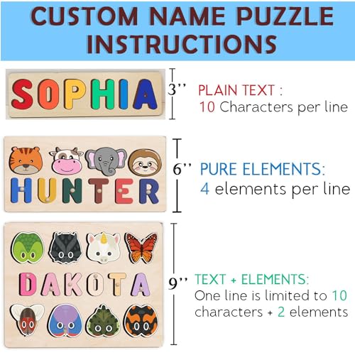 Personalized Wooden Name Puzzle for Toddlers 1-3
