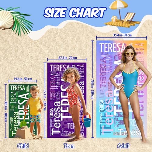 Bemaystar Personalized Beach Towels with Names - Custom for Adults Kids