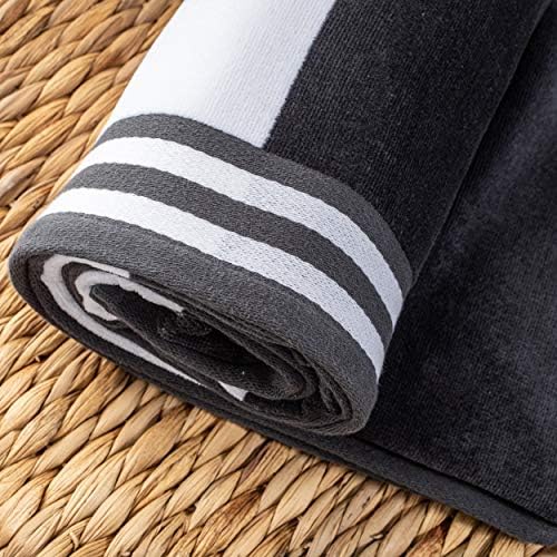 Superior Cotton Striped Beach Towels - Set of 2 Charcoal 1