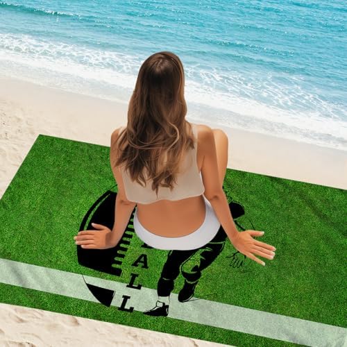 WZOMT Funny Football Towel - Green Black Rugby Design