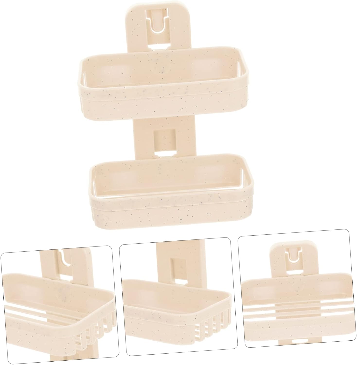 WOONEKY Wall Adhesive Double Layer Soap Holder