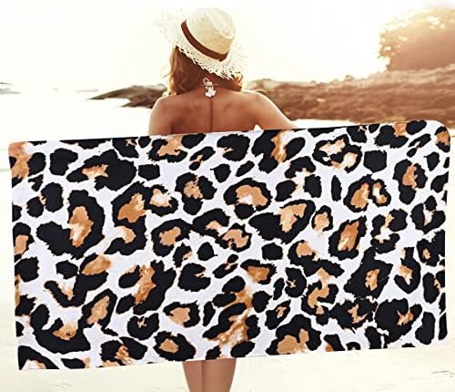 LIVILAN Leopard Print Beach Towel 24x48 Microfiber Lightweight Quick Dry Sand Proof