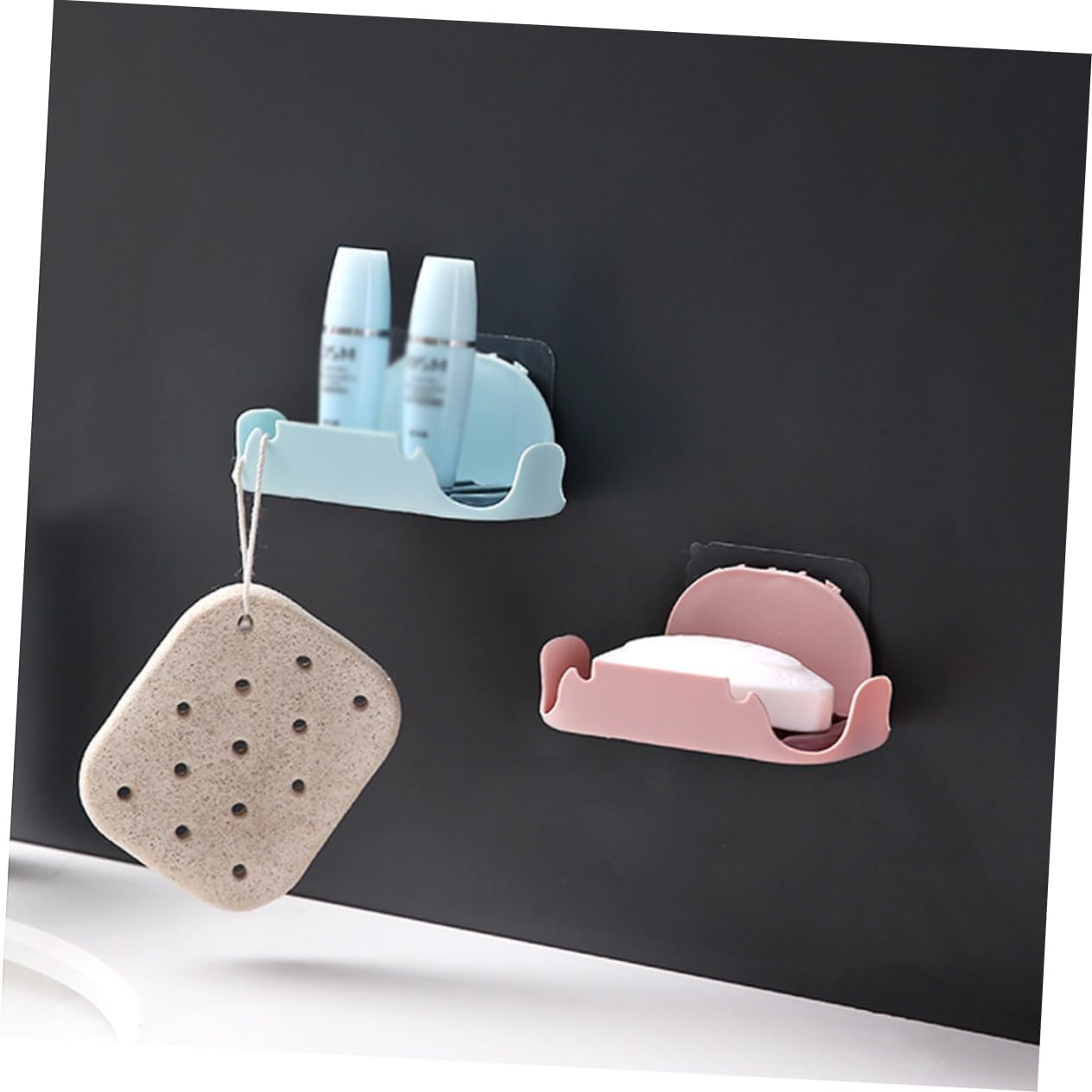 CANIGHT 2pcs Double Layer Adhesive Soap Holder