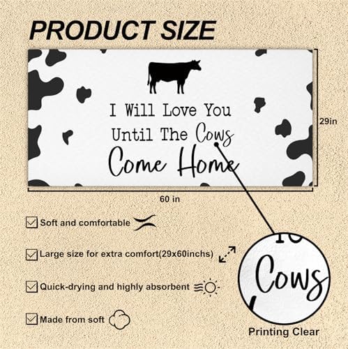 Ill Love You Till The Cows Come Home Beach Towel 29x60in