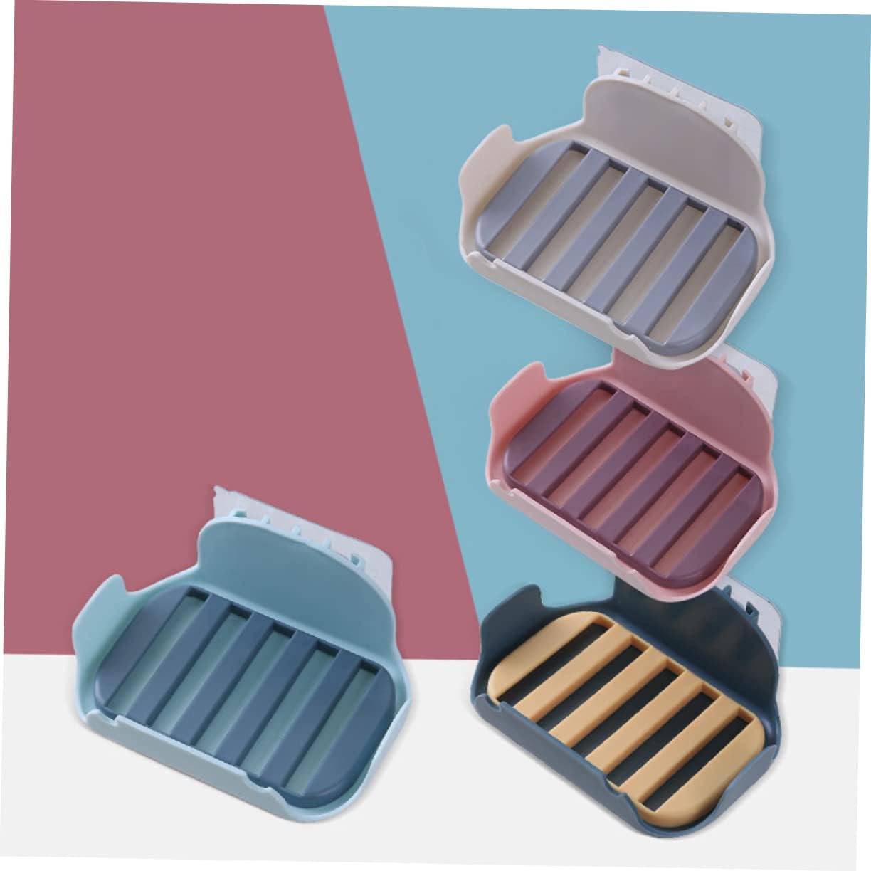 2pcs Double Layer Adhesive Soap Holder for Bathroom