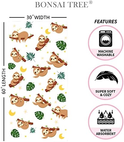 Bonsai Tree Beach Towel - Sloth Print 30x60 Microfiber