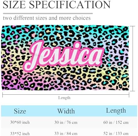 Custom Name Beach Towel with Leopard Print