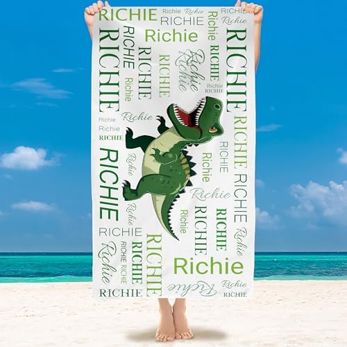 Personalized Dinosaur Beach Towel with Name
