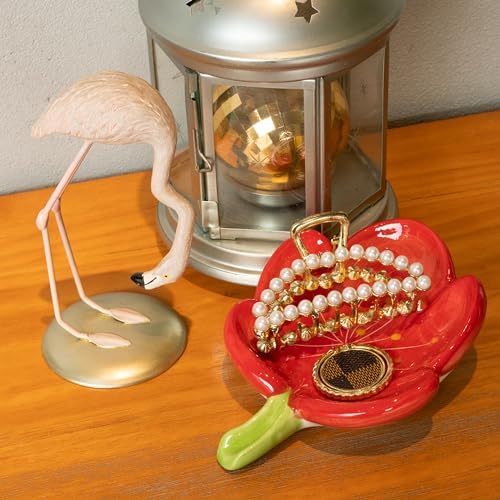 Ceramic Soap Dish Holder with Floral Design Red 1