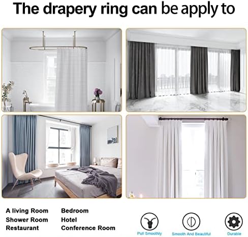 Hanitronic Antique Brass Curtain Rings 30 PCS 1-Inch Rods