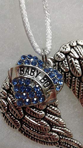 Baby Boy Infant Memorial Guardian Angel Wings Ornament with Heart Charm 1