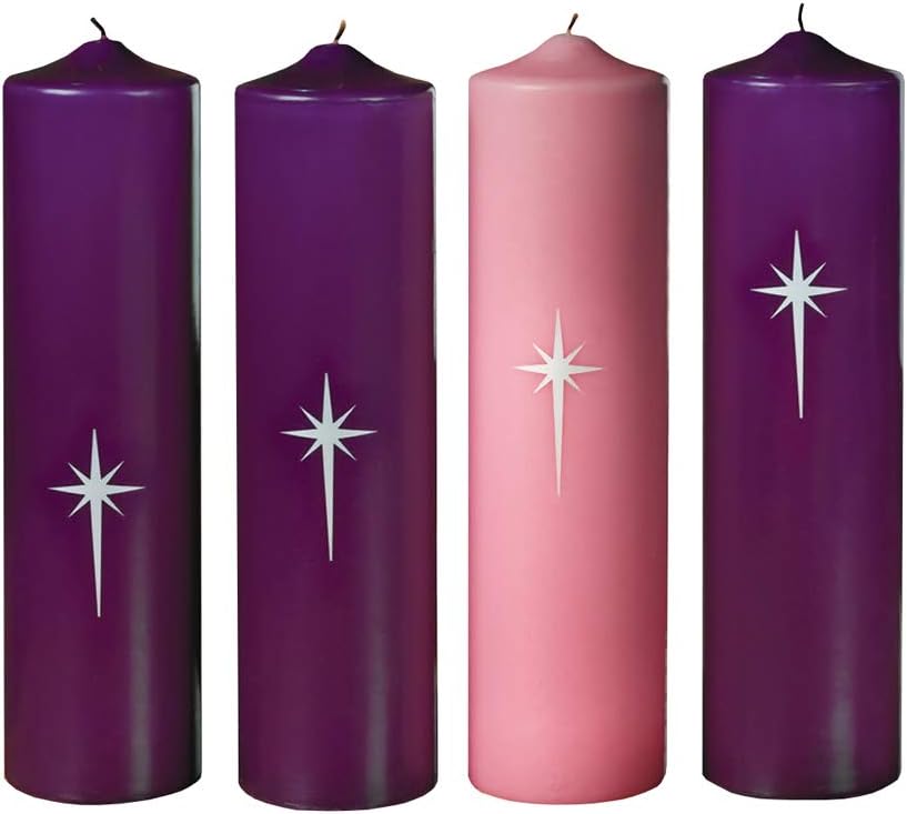 Will Baumer Pink Purple Advent Pillar Candles Set of 4