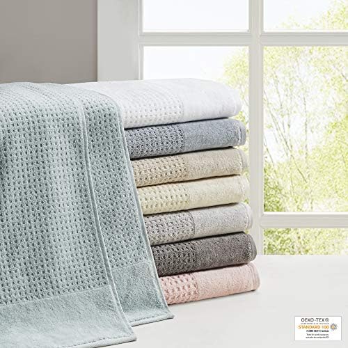 Madison Park Spa Waffle Cotton Towel Set 6 Piece Charcoal