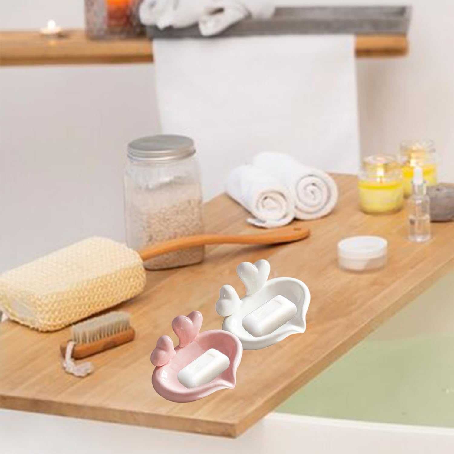 Ceramic Heart Soap Dish with Drainage - C-Red 1