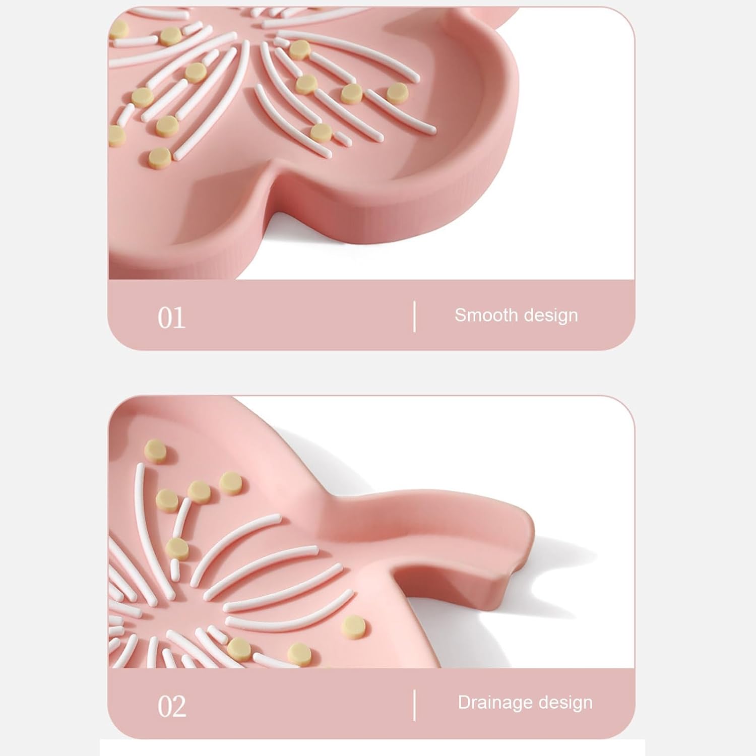 Curfair Soap Dish with Flower Shape Non-Slip Drainage Tray