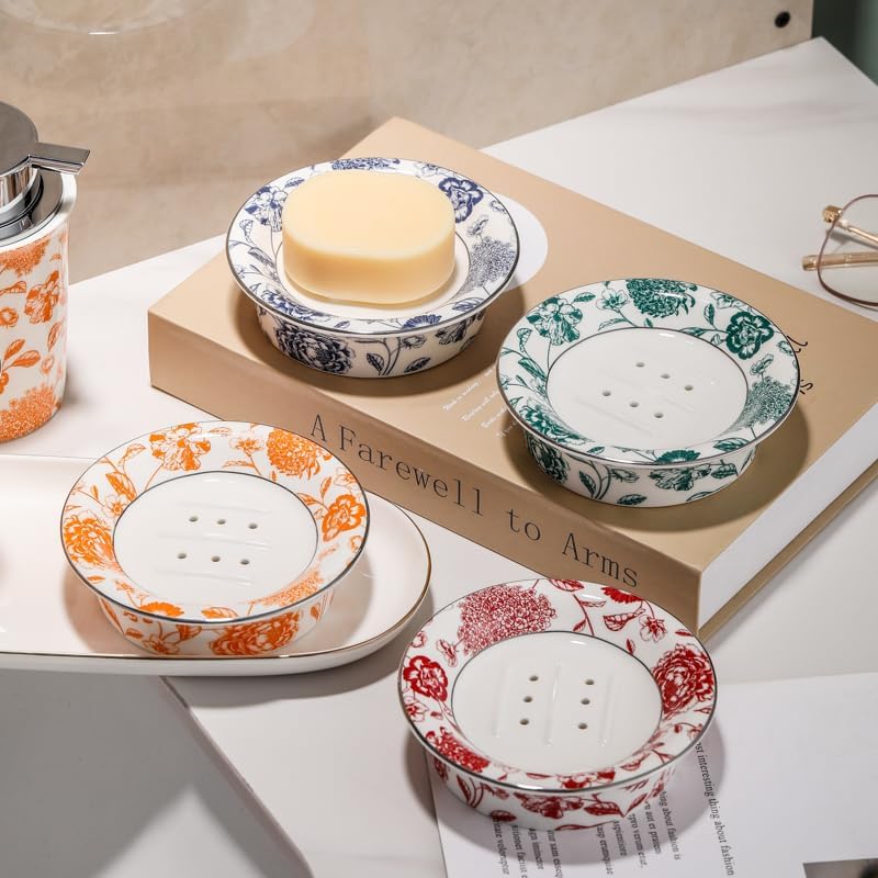 Floral Decorative Soap Dish in Ceramic Style C