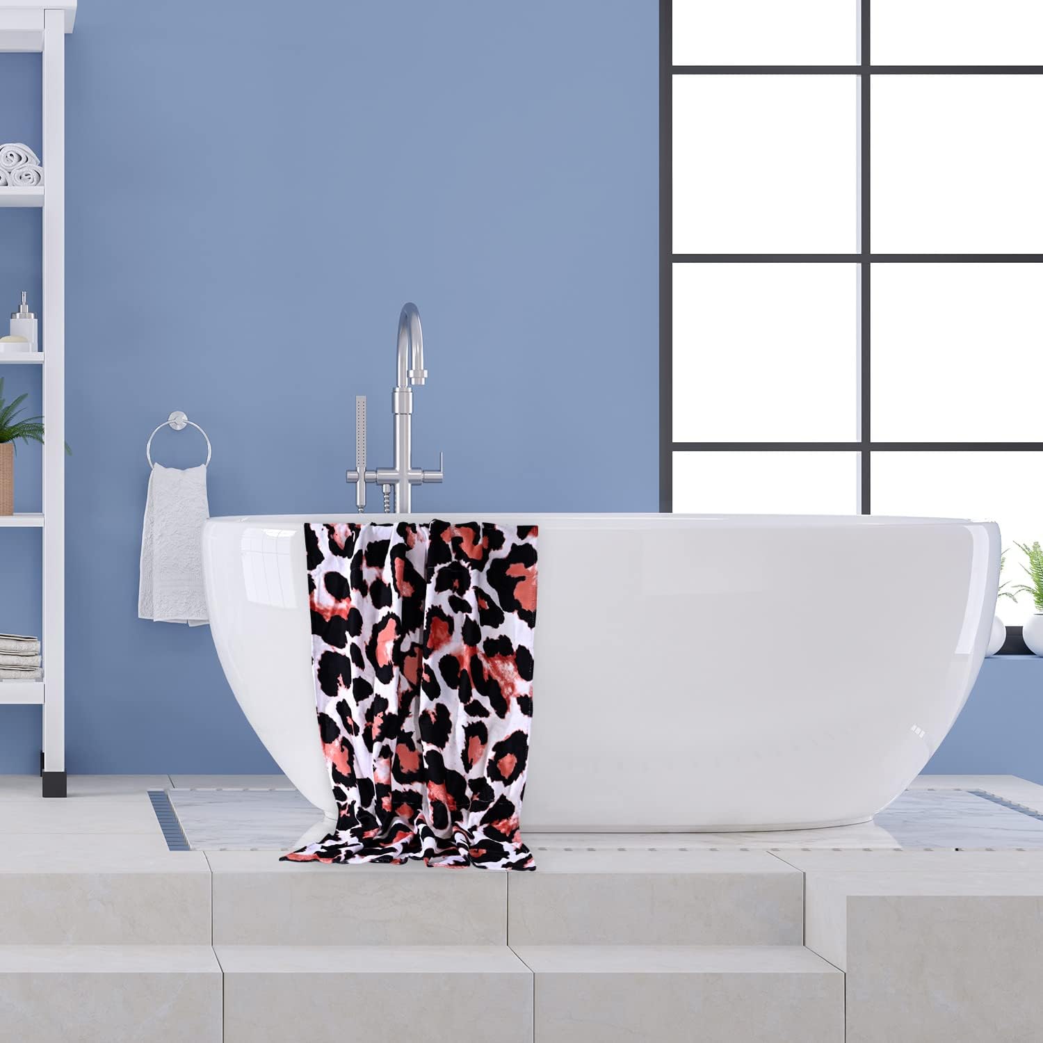 LIVILAN Leopard Print Beach Towel 24x48 Microfiber Lightweight Quick Dry Sand Proof