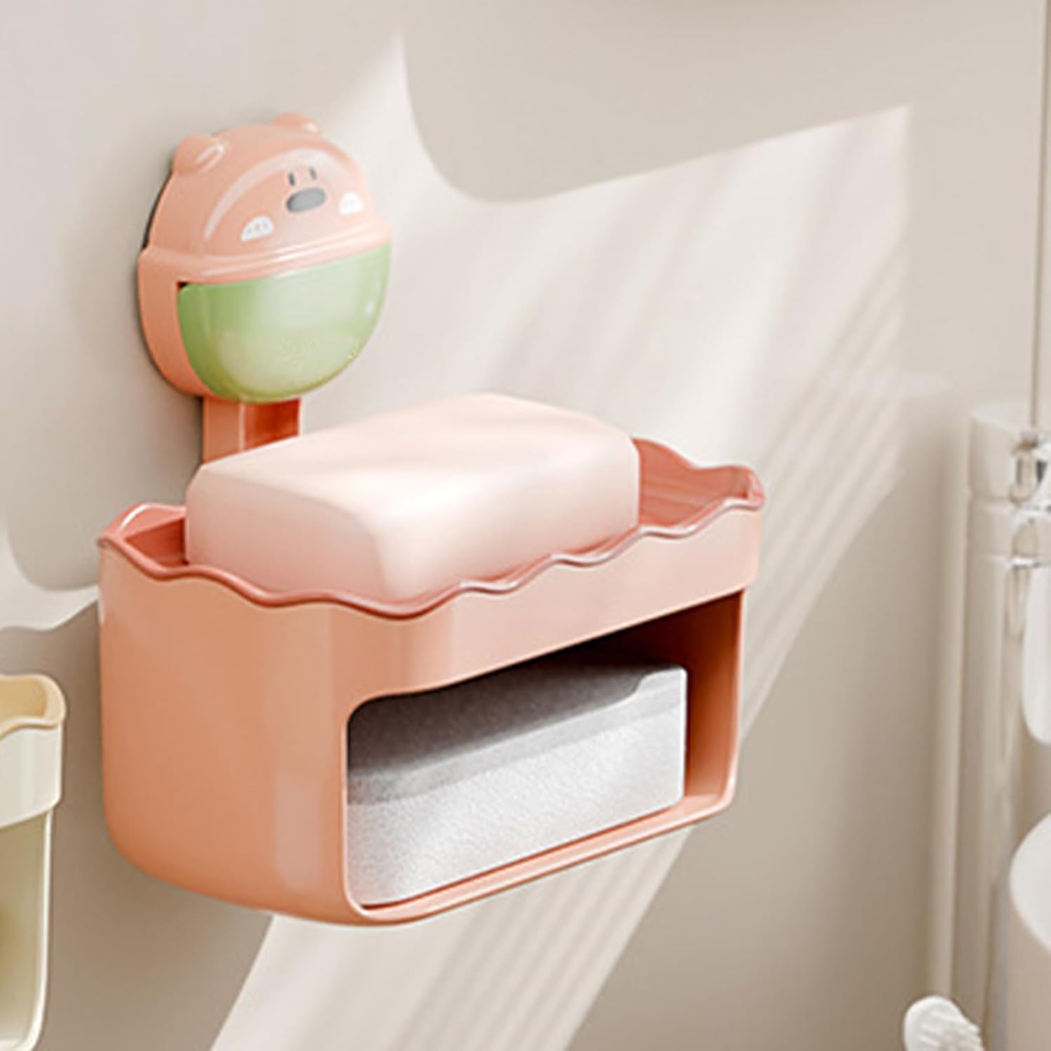 Double Layer Suction Cup Soap Dish - Light Red