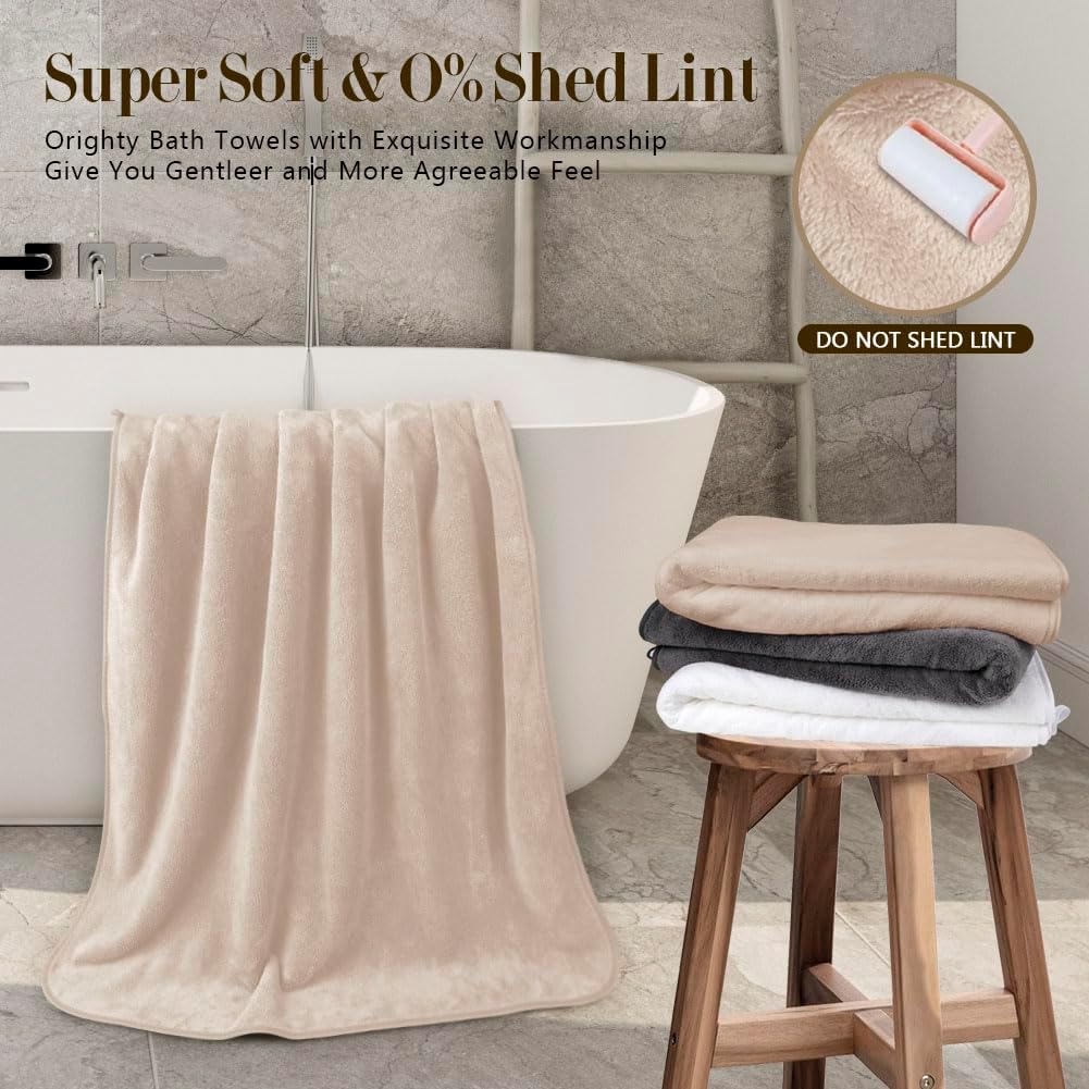 Orighty Microfiber Bath Towel Set - 4 Pack Soft Absorbent Quick Drying Brown