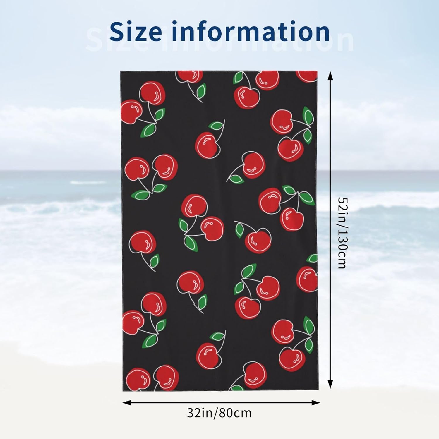 VOOHDDY Red Cherry Microfiber Beach Towel