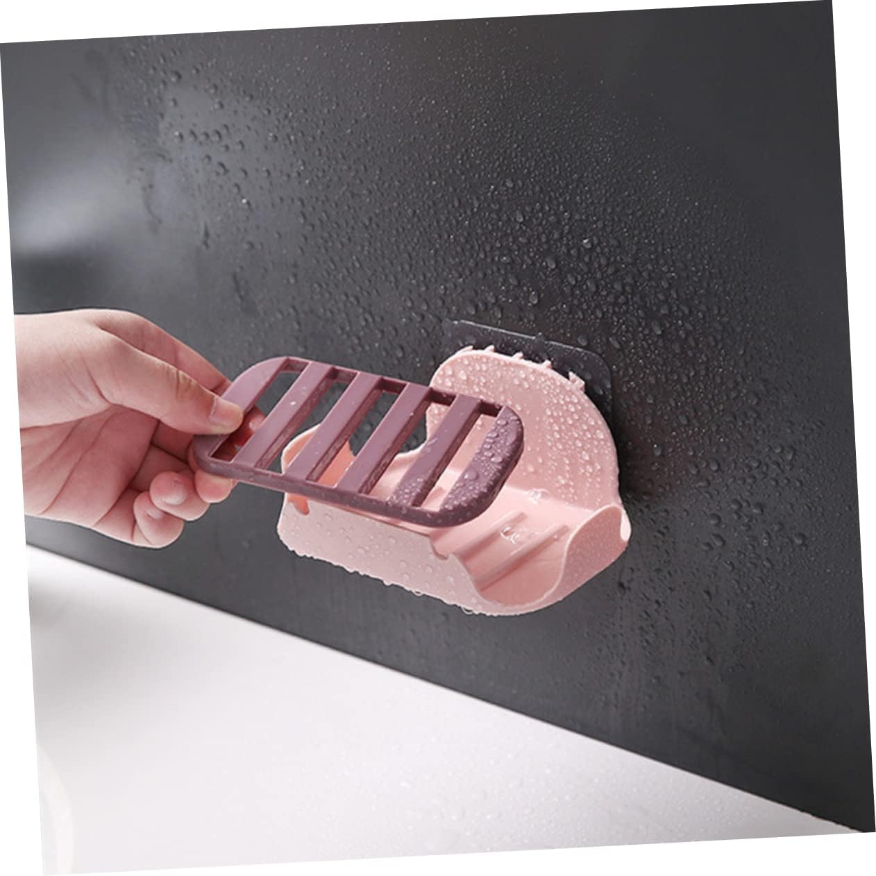 2pcs Double Layer Soap Draining Holder Adhesive Wall Mount Bathroom Storage Rack