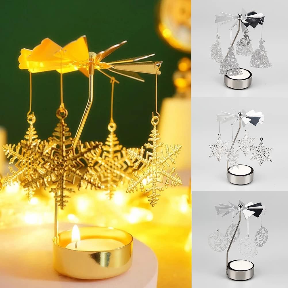 Spinning Tea Light Holder Silver Moon Angel Fairy