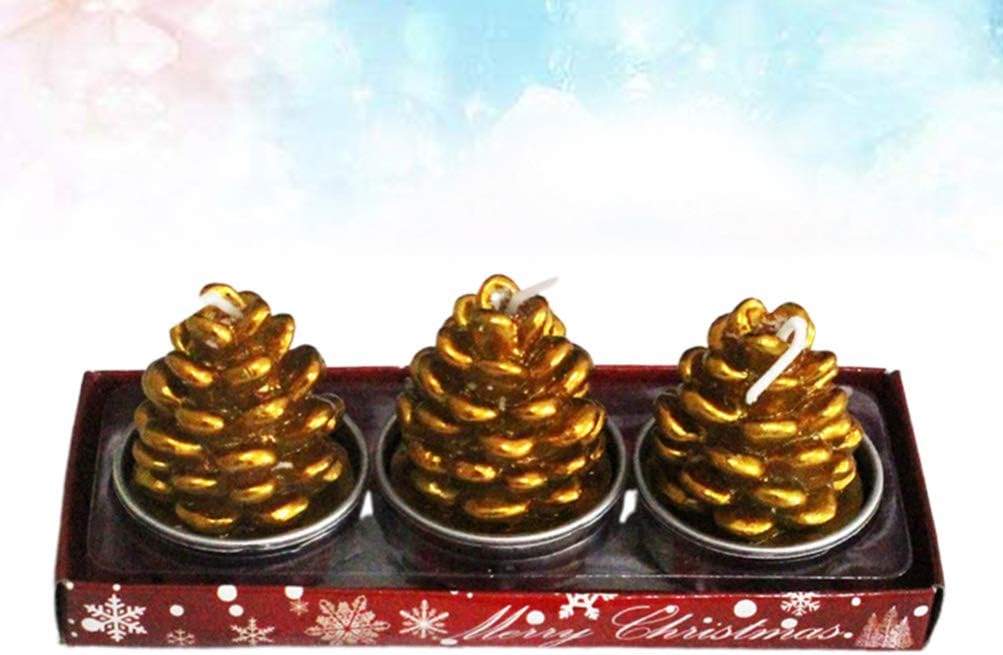 Amosfun 3 Pcs Christmas Candles Decorative Ornaments