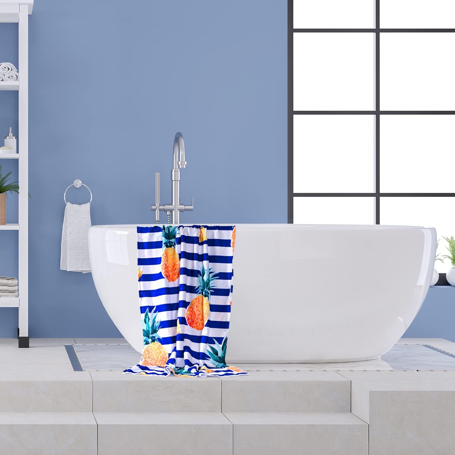 LIVILAN Oversized Striped Pineapple Beach Towel for Women and Girls