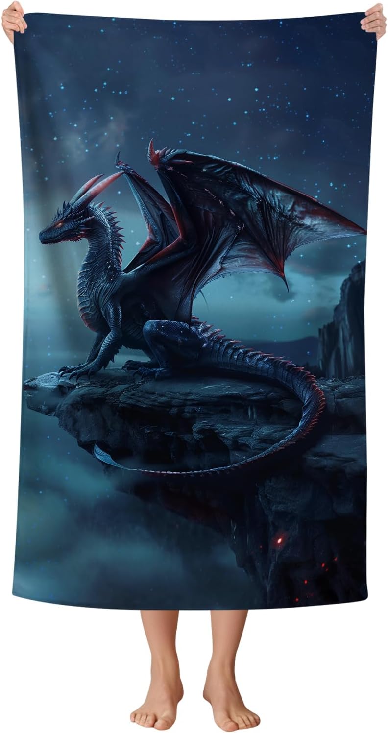 WZOMT Microfiber Dragon Beach Towel - 32x52 Inch