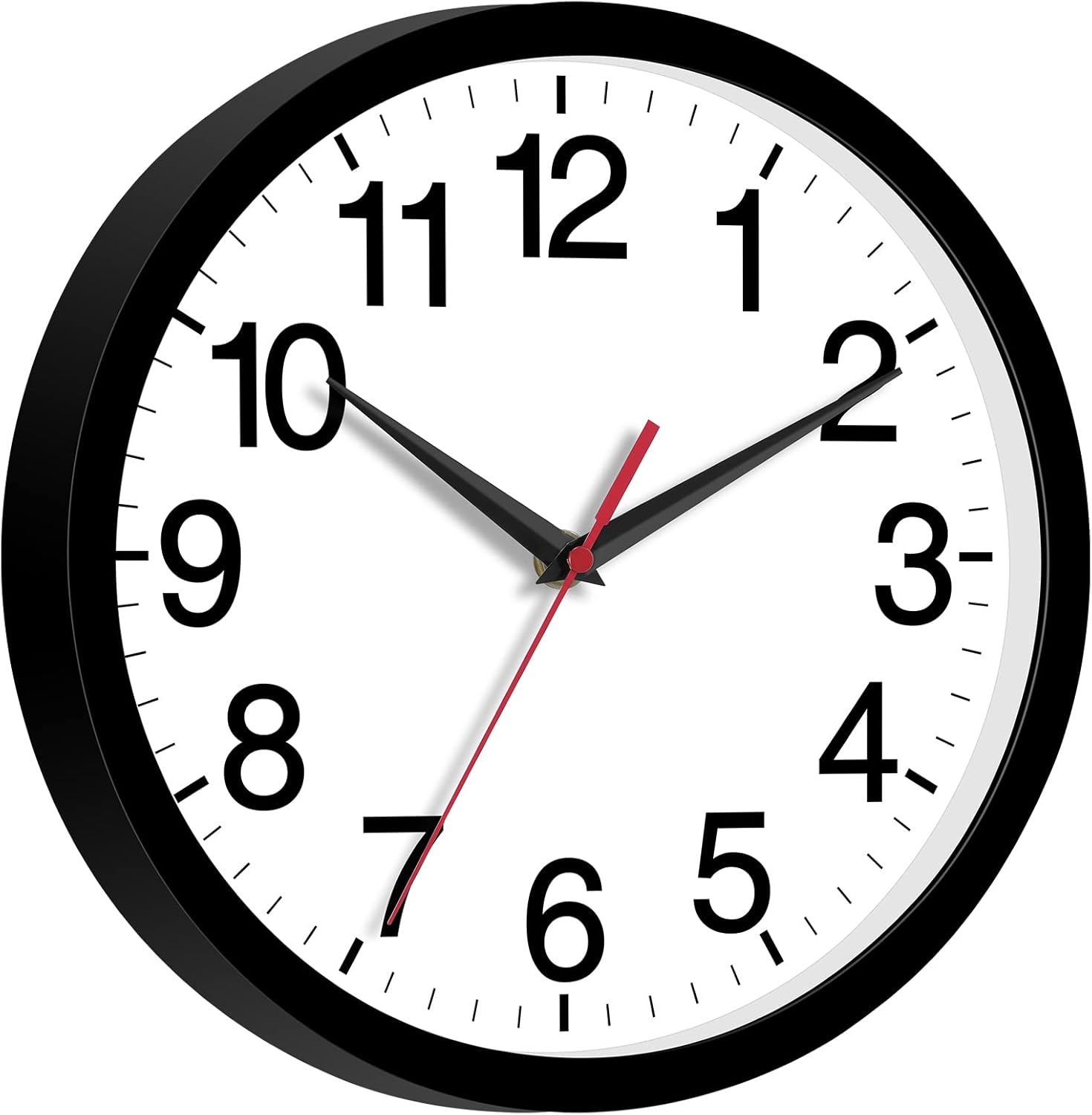 Rohioue 10 Inch Black Wall Clock Modern Silent Non Ticking Analog