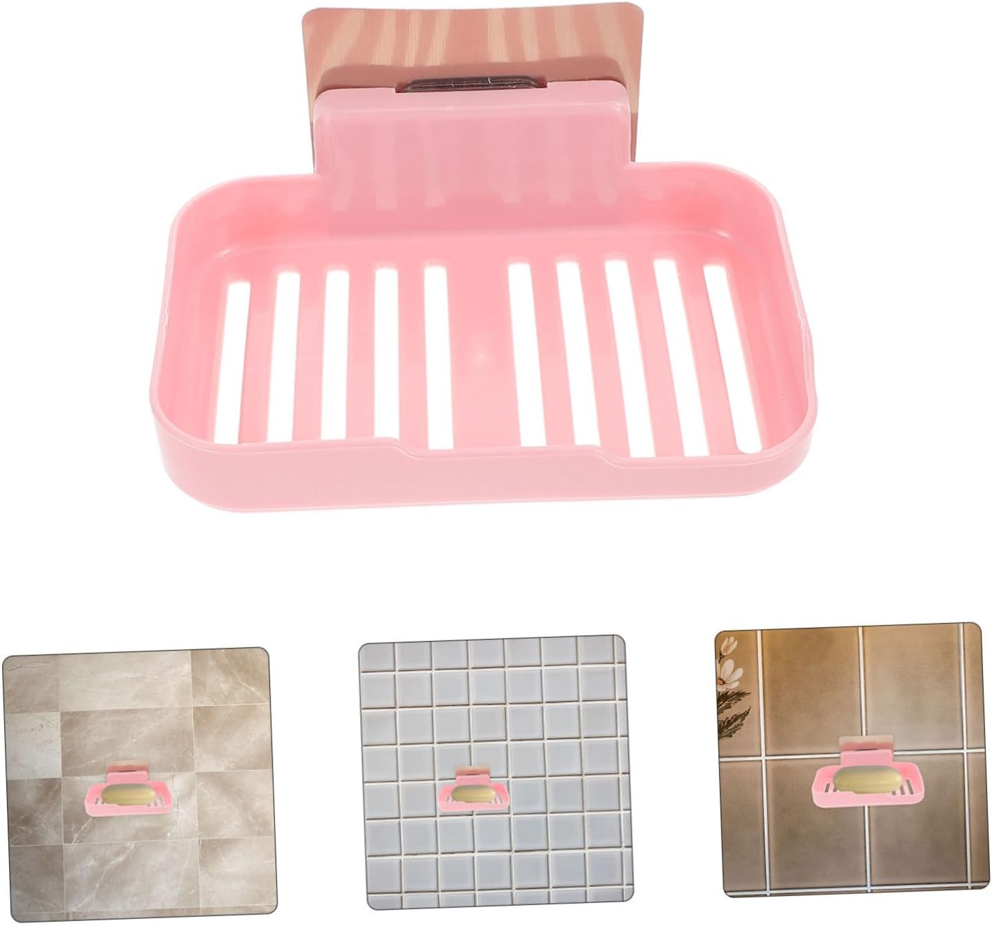 PRETYZOOM 2pcs Wall-Mounted Soap Dish with Adhesive Holder