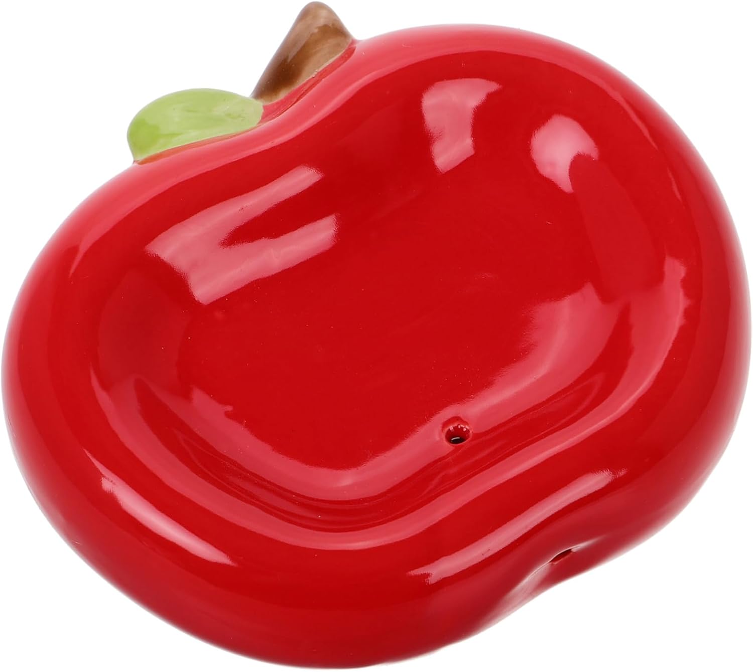 PRETYZOOM Apple Shaped Ceramic Soap Dish with Drainage Hole