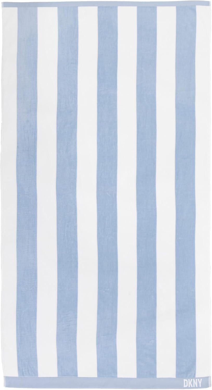 DKNY 4 Pack Beach Towels with Canvas Tote Bag
