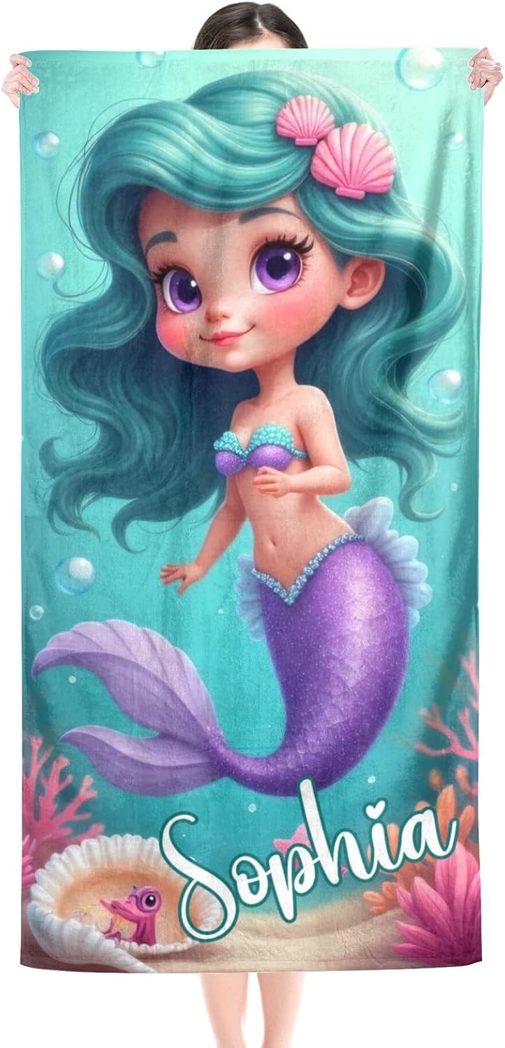 Personalized Beach Towels with Custom Name for Kids and Adults