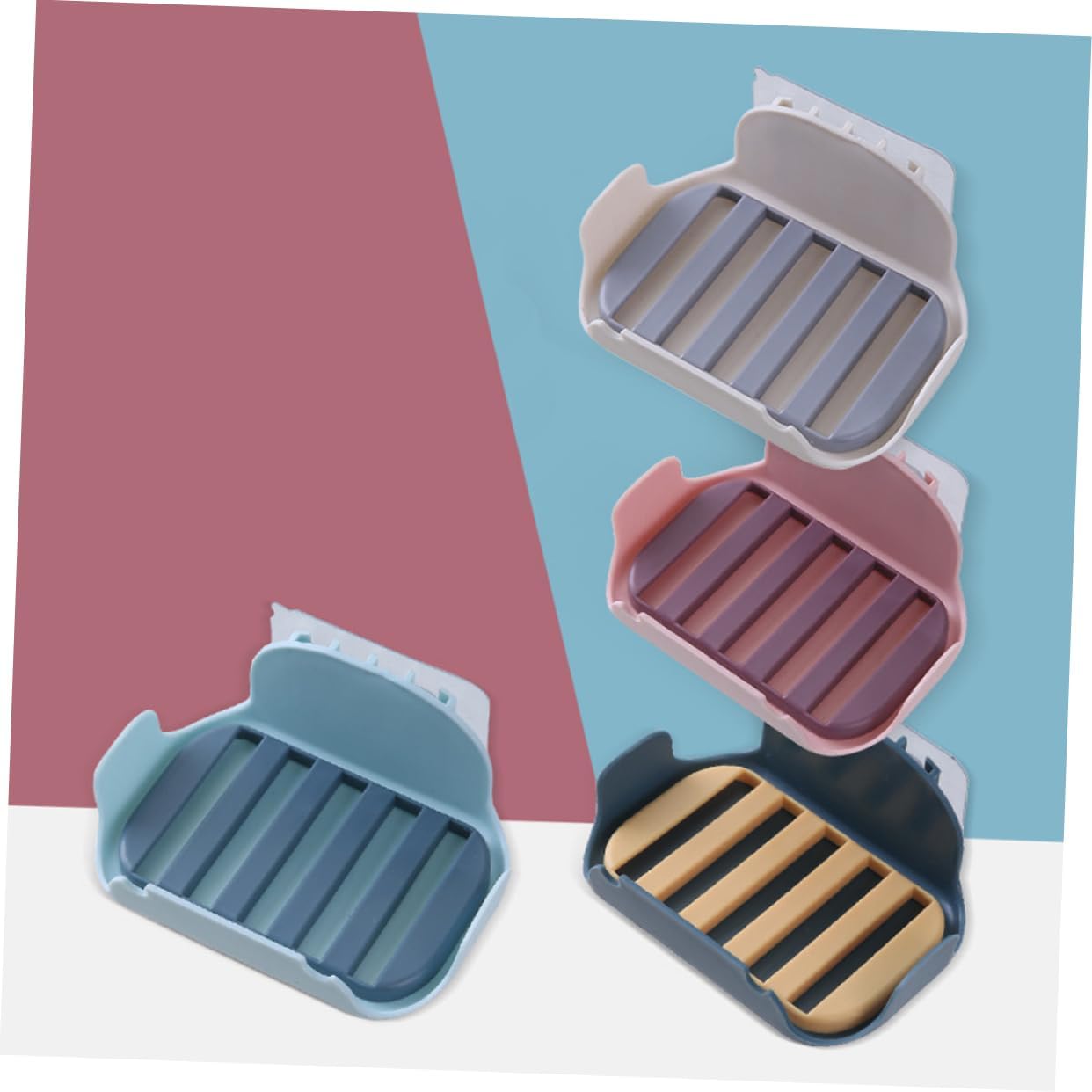 COSMEVIVI 2pcs Double Layer Adhesive Soap Holder