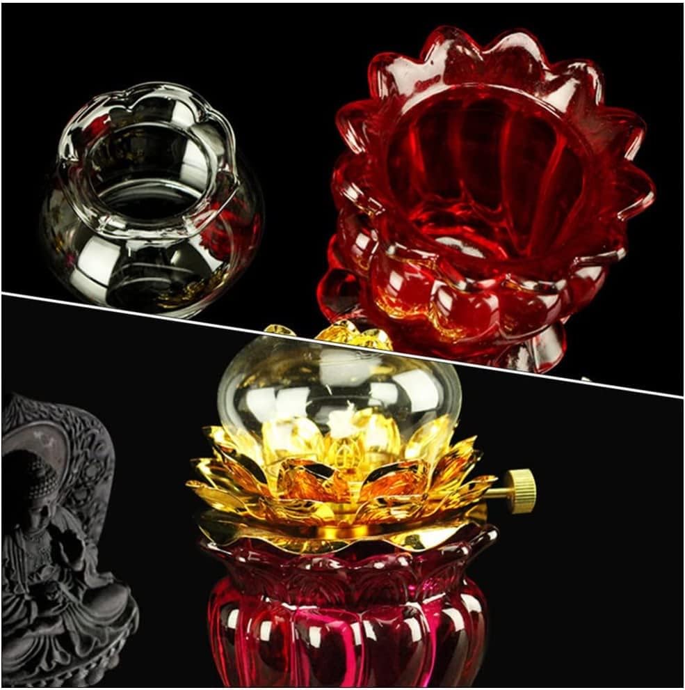 Crystal Glass Lotus Oil Lamp for Buddhist Altar 1