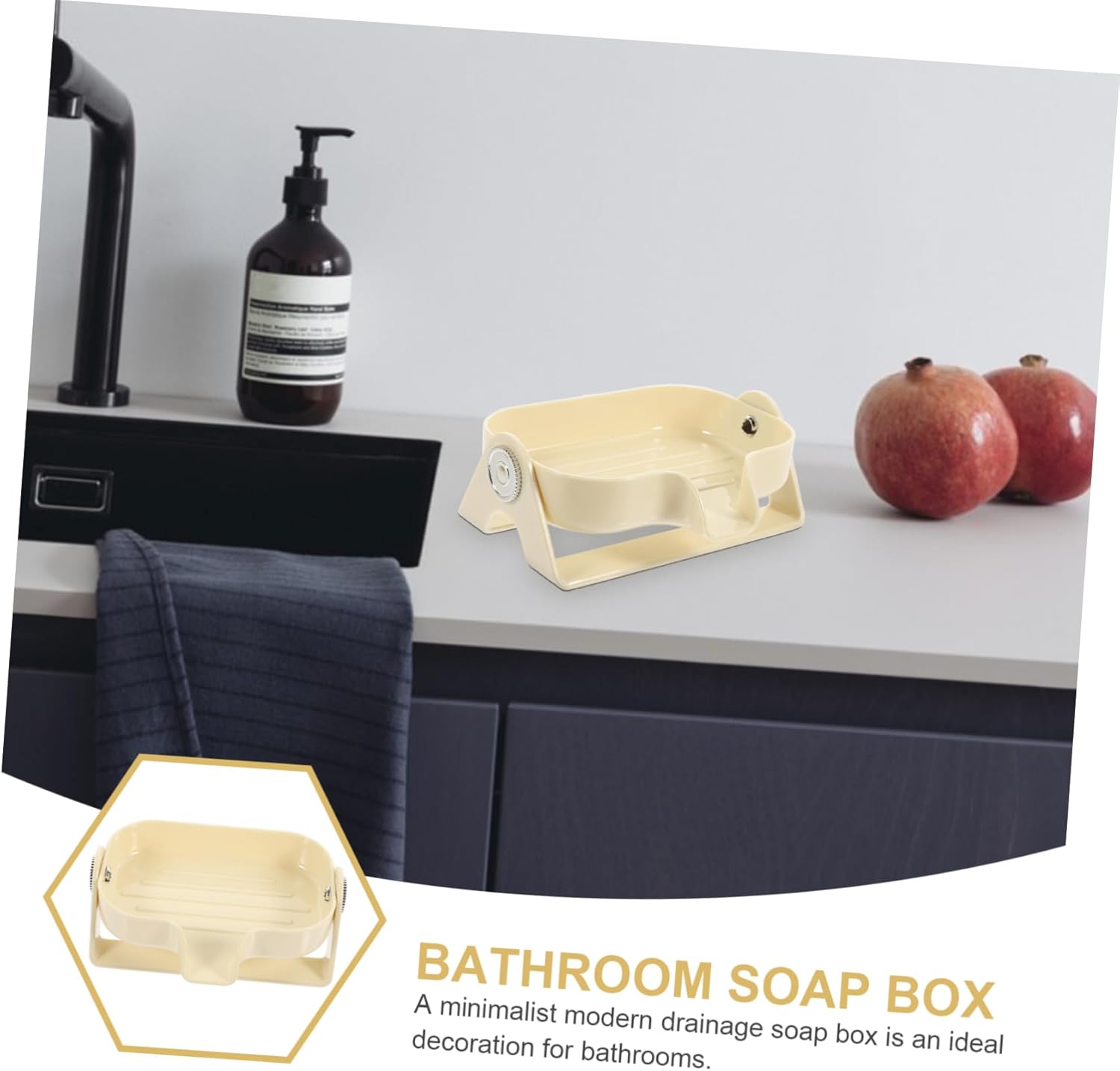 Self-Draining Plastic Soap Dish Holder for Kitchen and Bathroom