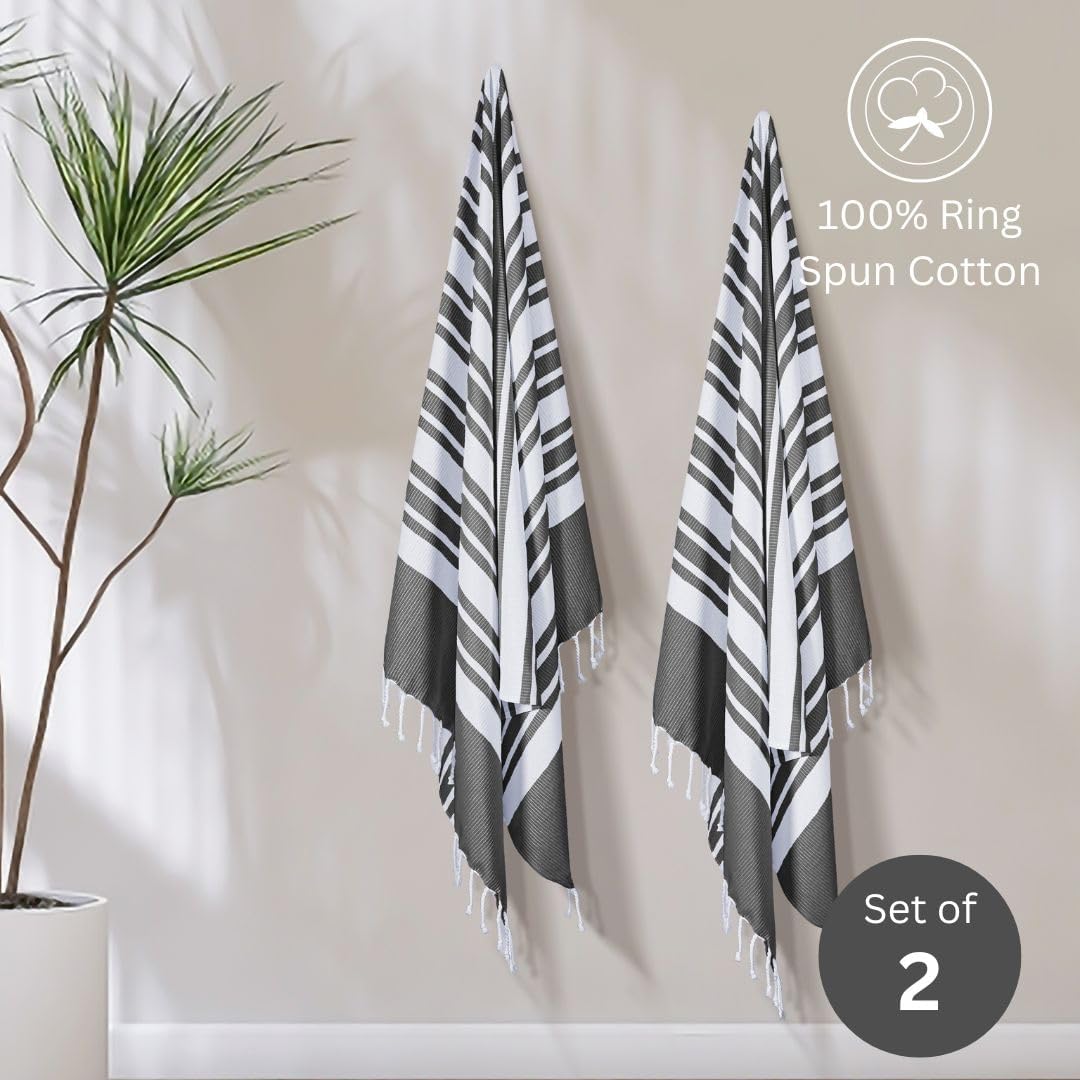 Set of 2 Turkish Peshtemal Towels - 40x70 Inch Grey