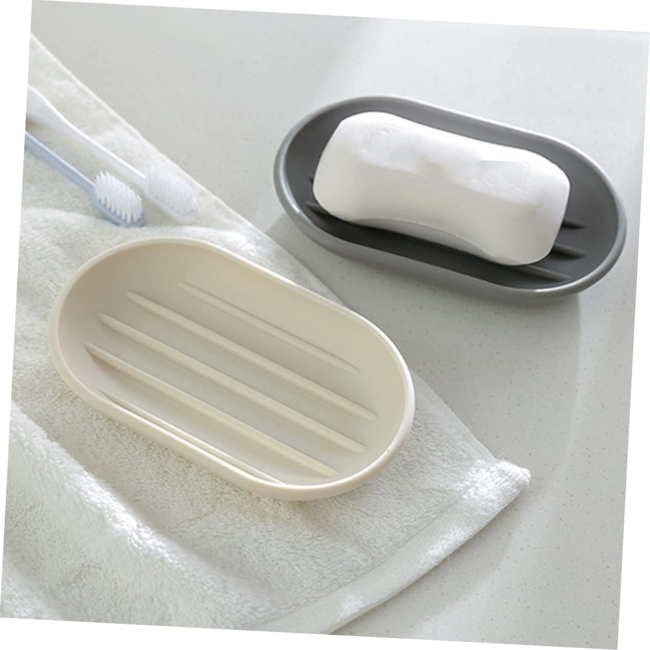 Alipis Oval Soap Holder Beige Pp Material