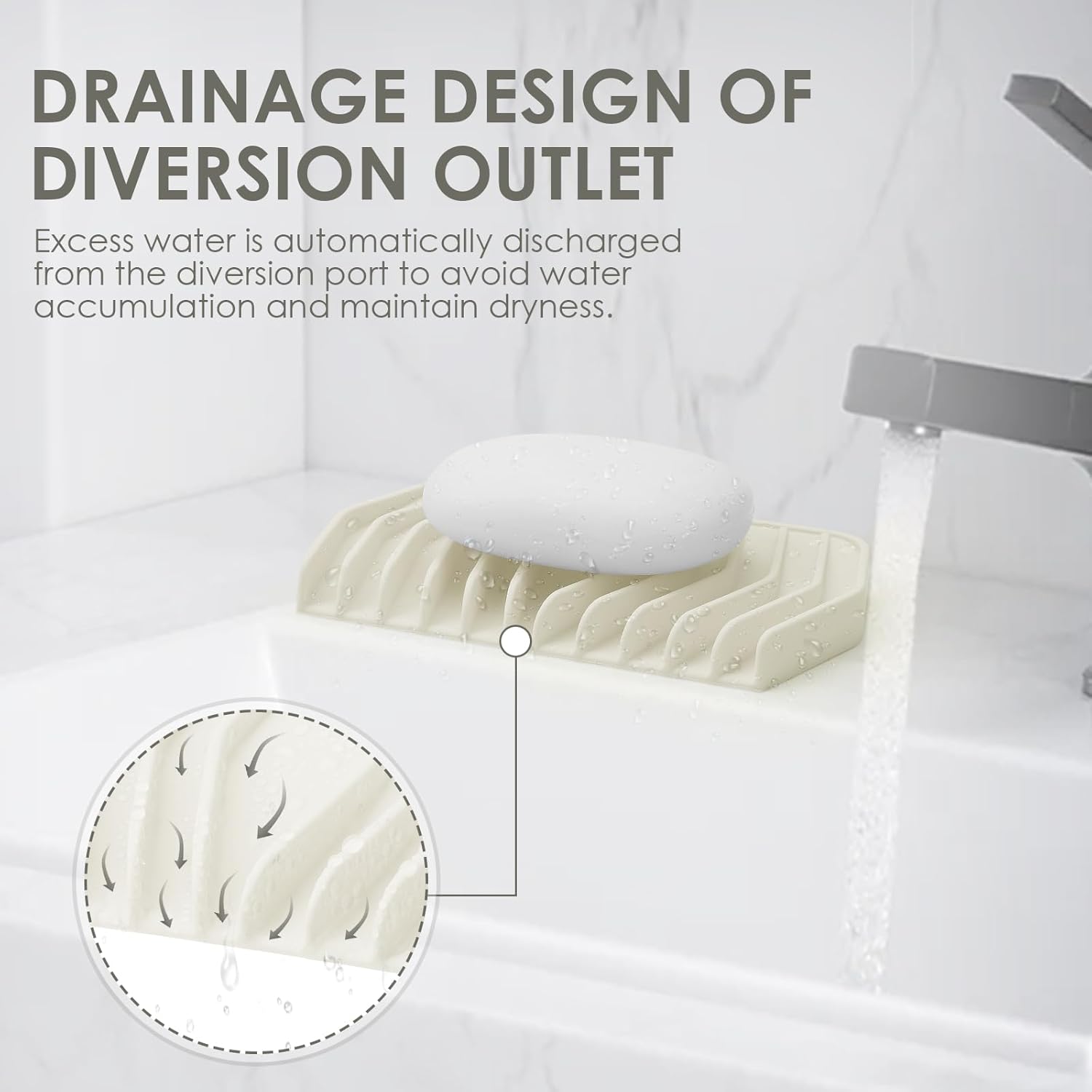 SAISN Silicone Soap Dish for Shower Beige