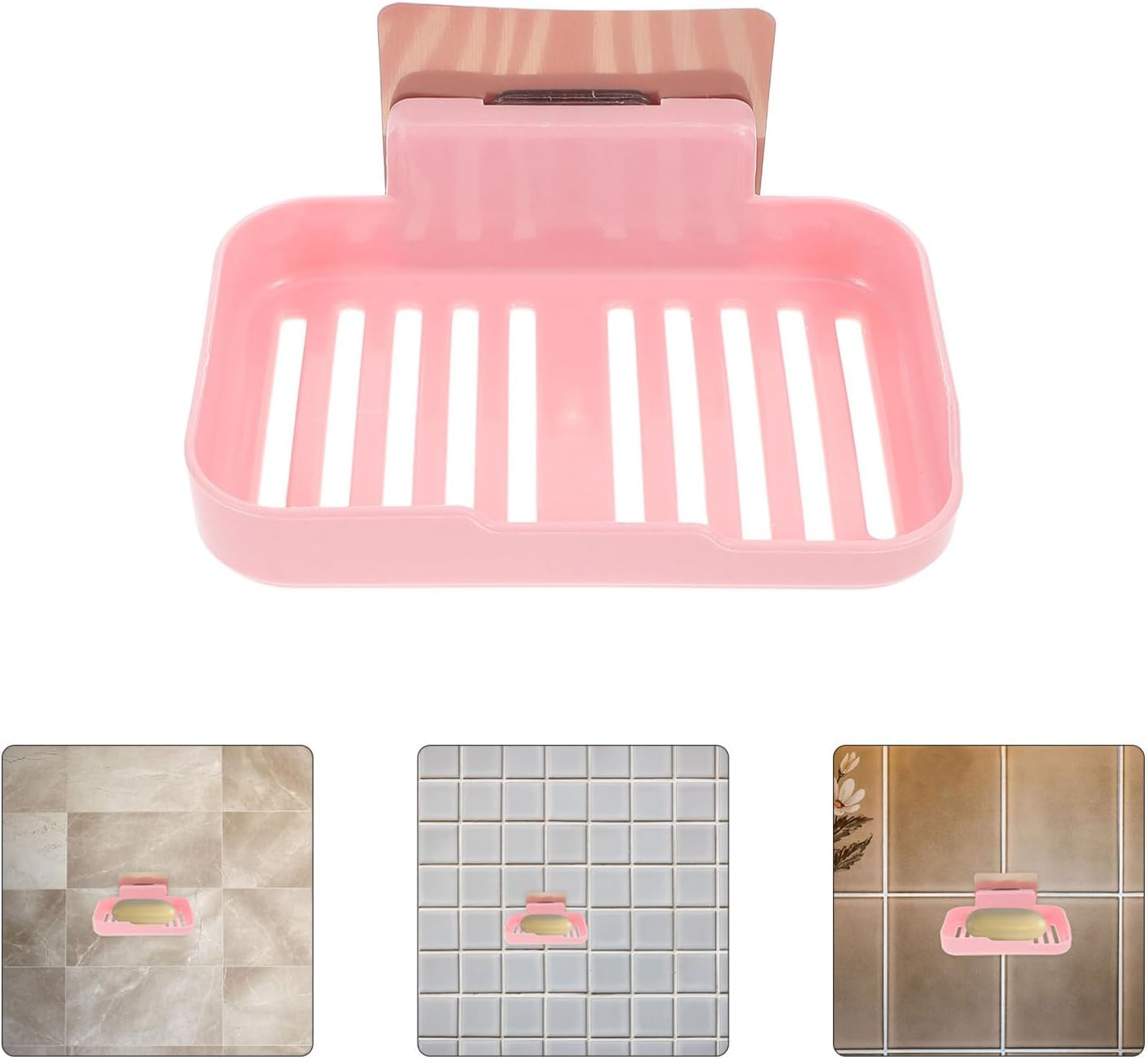 ULTECHNOVO Shower Soap Dish Plastic Holder with Adhesive Mount