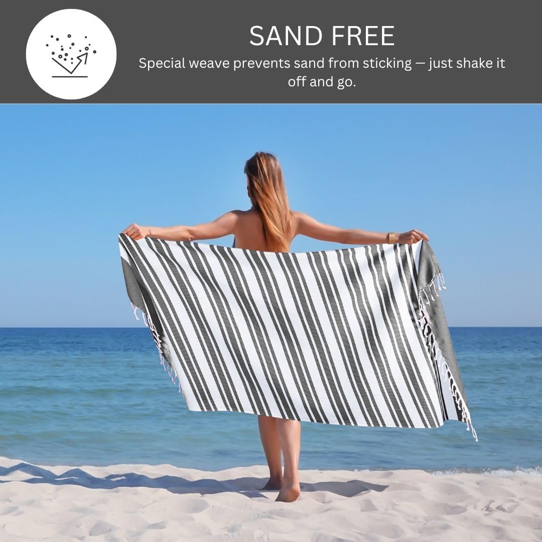 Set of 2 Turkish Peshtemal Towels - 40x70 Inch Grey