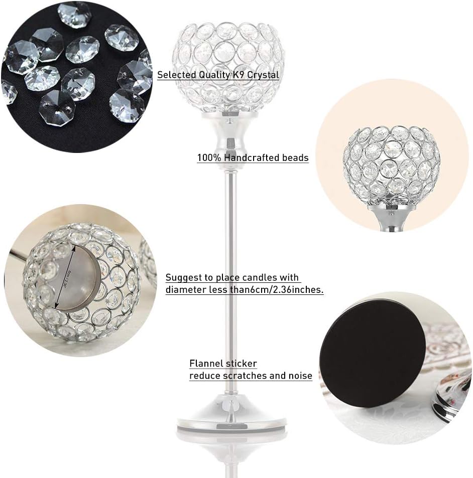 VINCIGANT Crystal Votive Candle Holders Set of 2