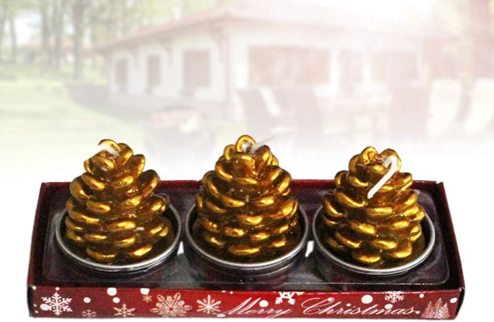 Amosfun 3 Pcs Christmas Candles Decorative Ornaments