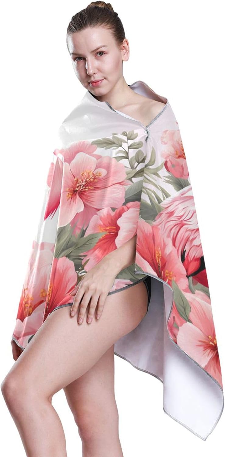 SUABO Pink Flamingo Bath Towel with Hanging Loops 1