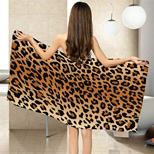 Moslion Soft Bath Towel Leopard Pattern 64x32 Inches