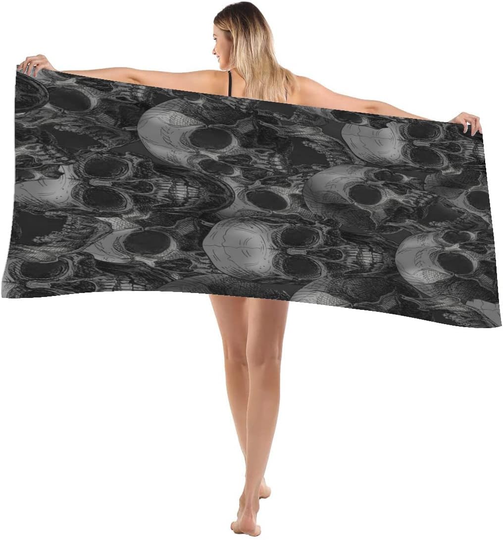 Kurtect Kids Men Boys Skull Beach Towel Black