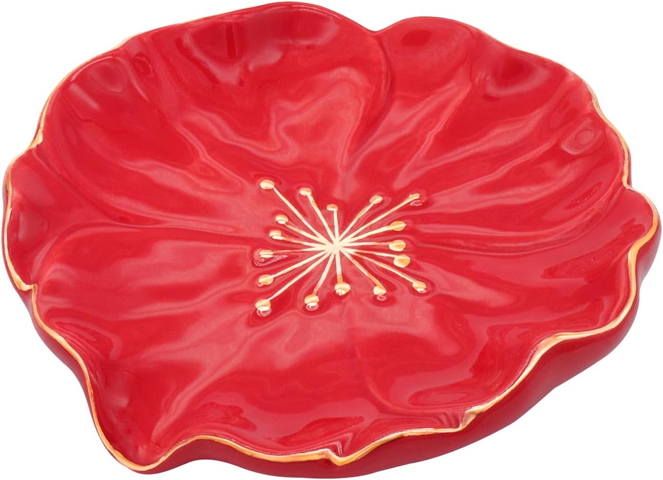 Polyroyal Ceramic Self Draining Soap Dish with Hibiscus Design